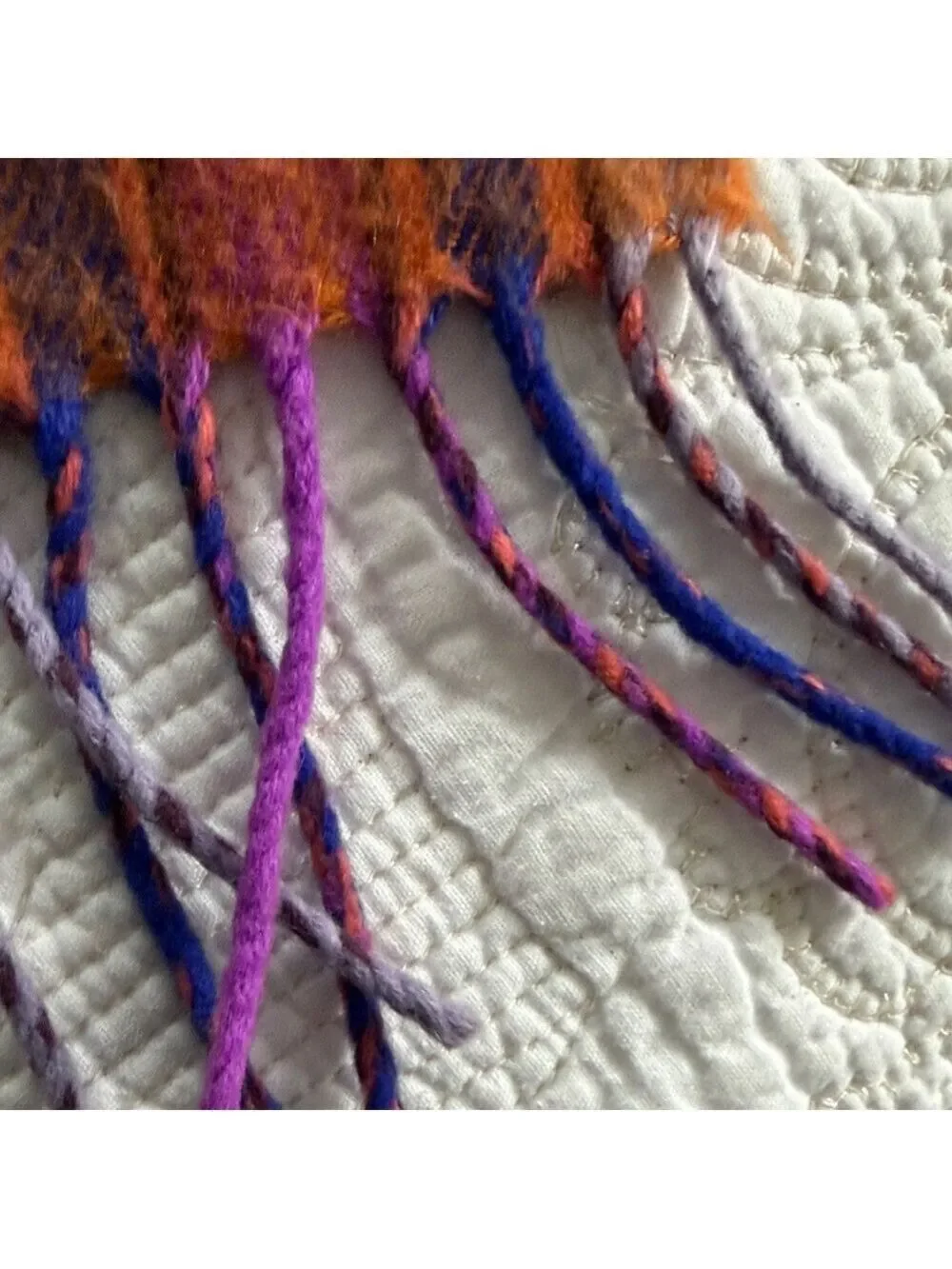 Cashmere Orange & Purple Striped Scarf Made in Scotland 100%